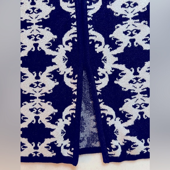 7 th Avenue Design Studio NYC Navy Silver Lurex Knit Skirt S - Picture 4 of 9